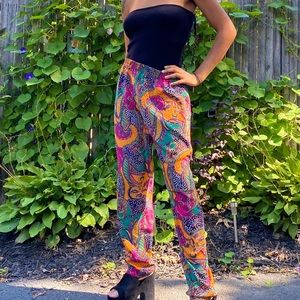 SOLD • 90’s Vintage Colorful Scarf Print Jogger Pants Med